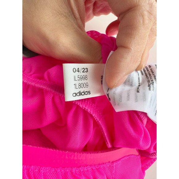 ADIDAS x IVY PARK Hot Pink Sheer Ruched Mesh Long Sleeve Romper, Size M - Picture 15 of 16